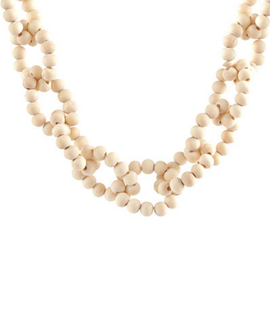 Whispering Woods Beaded Layer Necklace with Natural Wood Beads