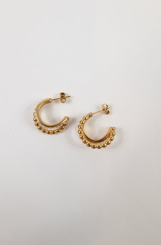 Golden Halo Beaded Hoop Earrings
