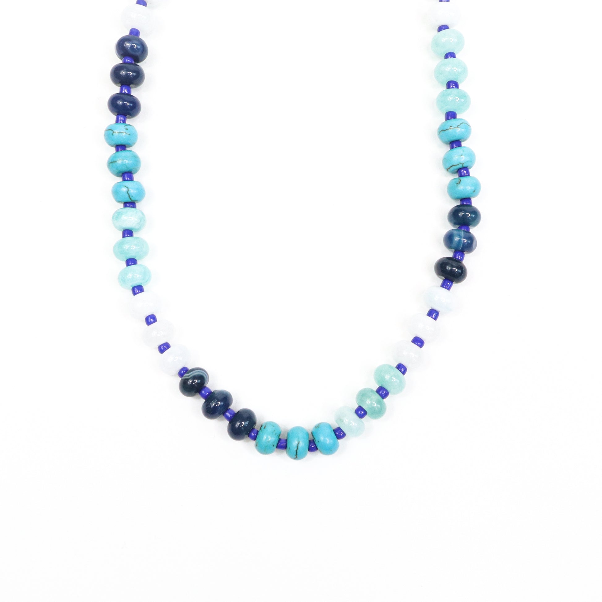 Your new favorite beaded necklace strand—bold, colorful, and made to shine solo or stacked. Blue, azure