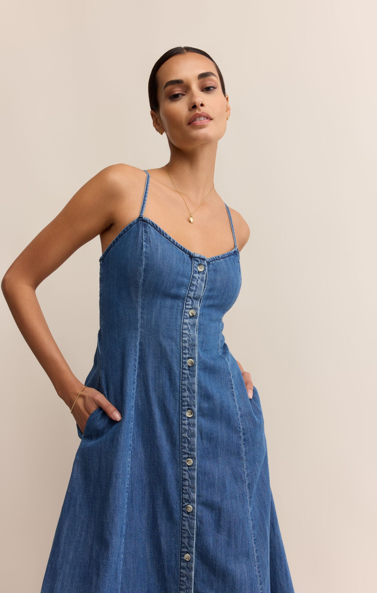 Z Supply Angel Eyes Denim Midi Dress