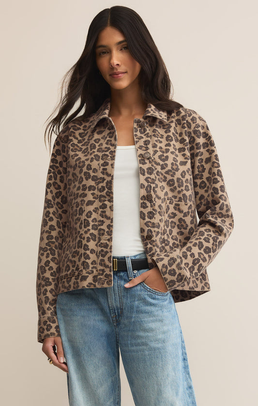 Z Supply Bel Air Leopard Denim Jacket