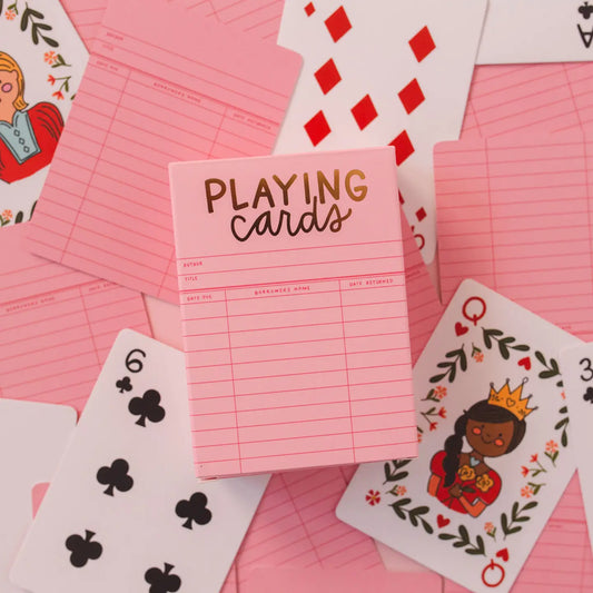 Pink Library Card Playing Cards
