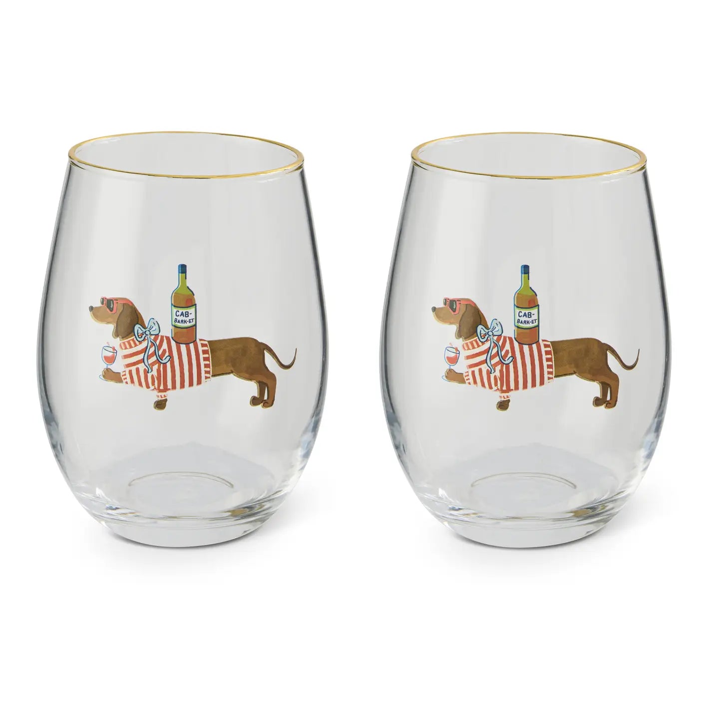 Dachshund Stemless Wine Glass Set
