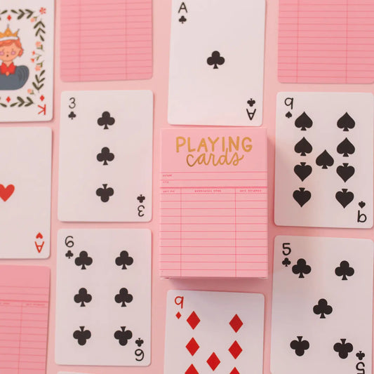 Pink Library Card Playing Cards