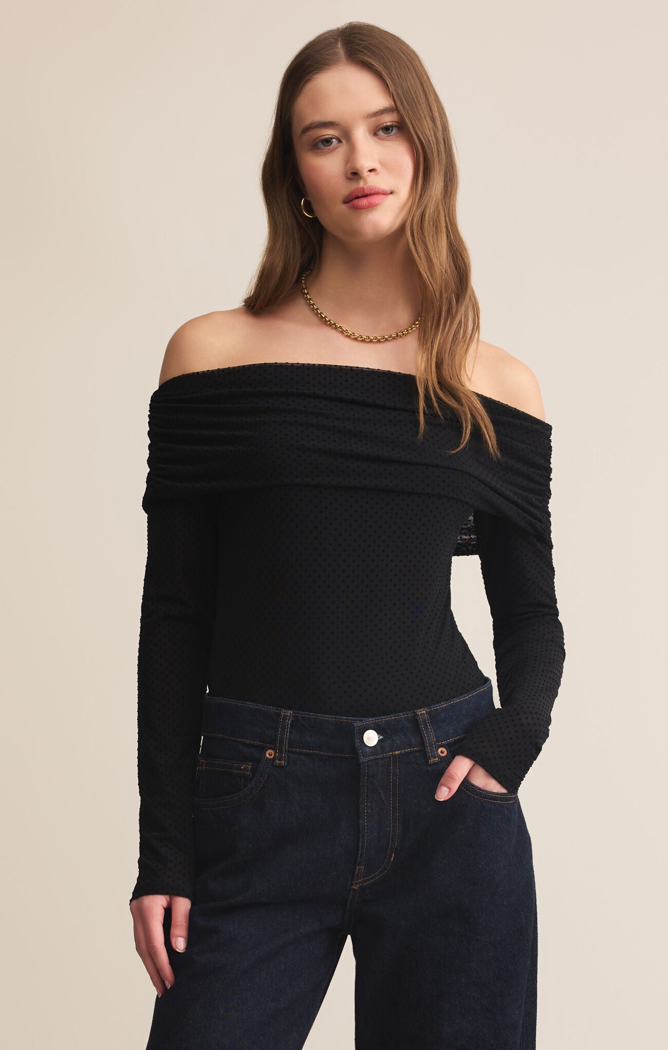 Z Supply Whimsy Off Shoulder Mesh Top