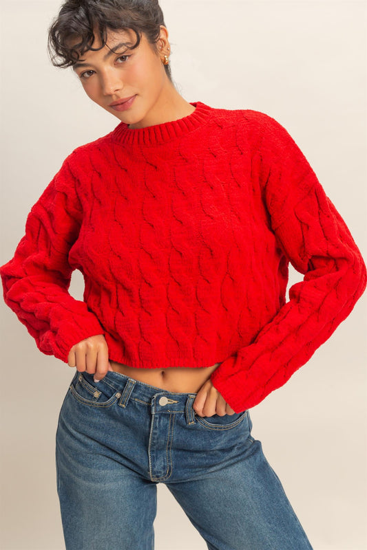 Christy Neck Cable-Knit Sweater