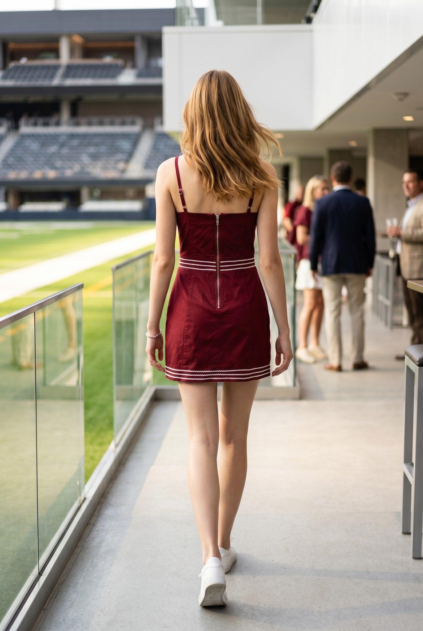 Winifred Lace Trim Day-to-Night Mini Dress featuring bold lace trim detailing, structured mini silhouette, and metal center-back zipper