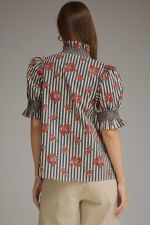 The Beatrice Floral Stripe Blouse blends charming stripes and florals with romantic ruffle details for a feminine, effortlessly polished look.
