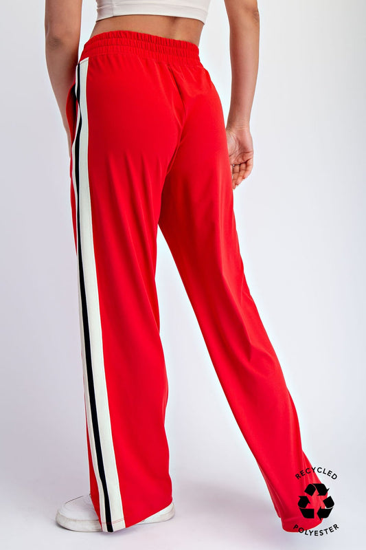 Women’s butter-soft straight-leg pants with side stripes, mid-rise fit, and full-length relaxed silhouette.