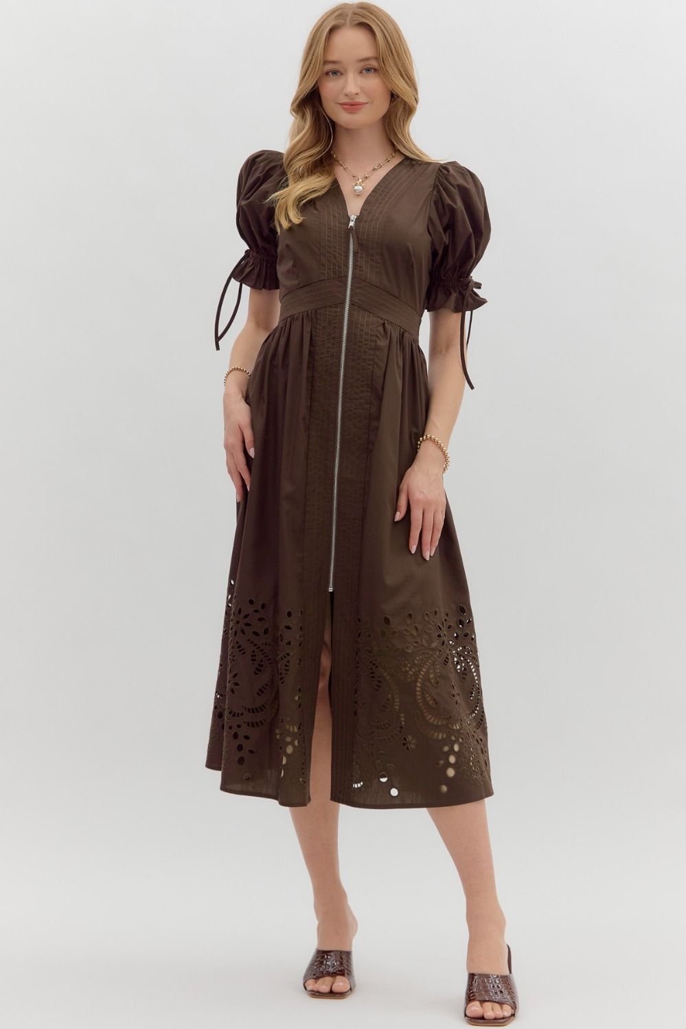 Whitney Puff Sleeve Midi Dress