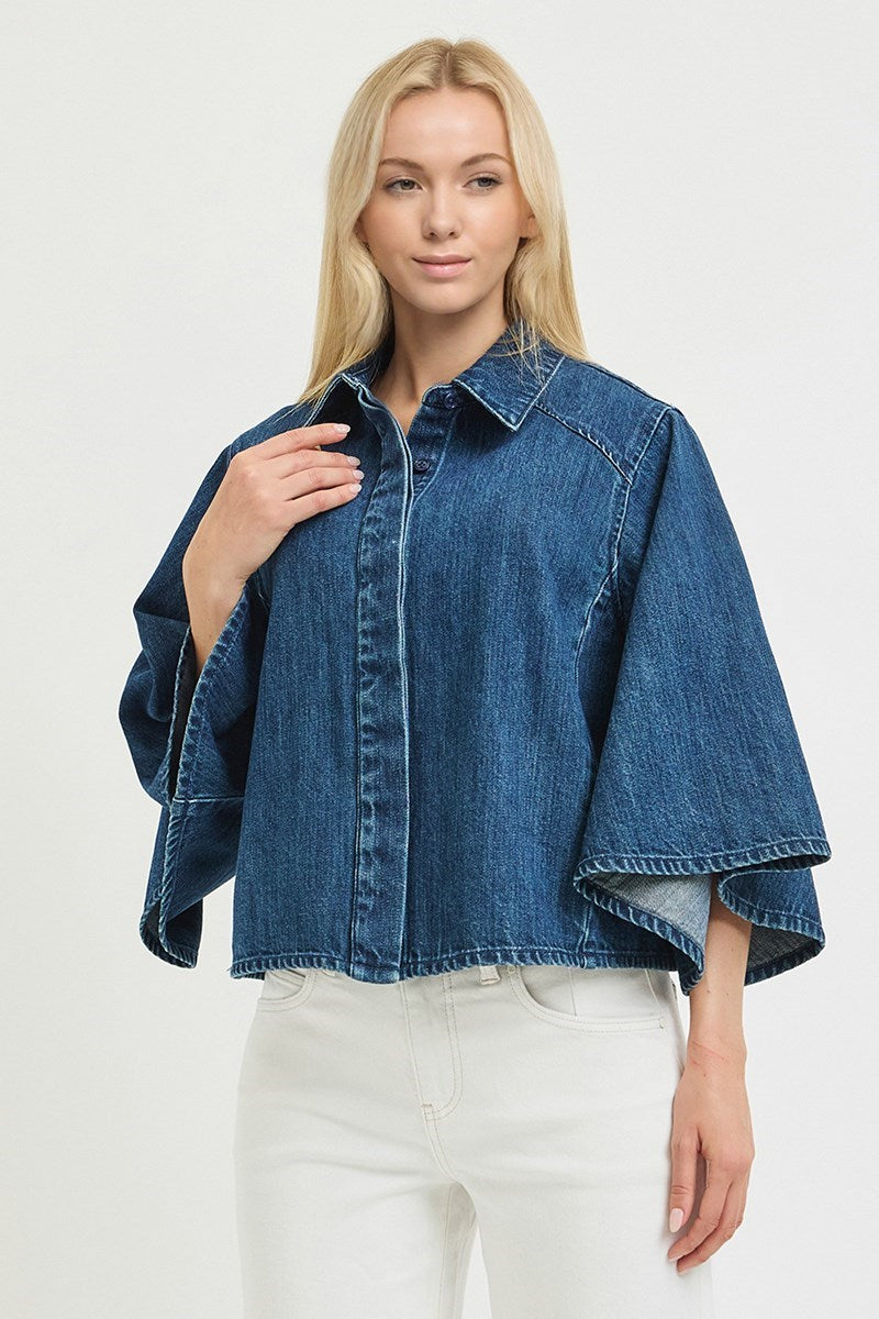 Dorothea Denim Cape Shirt