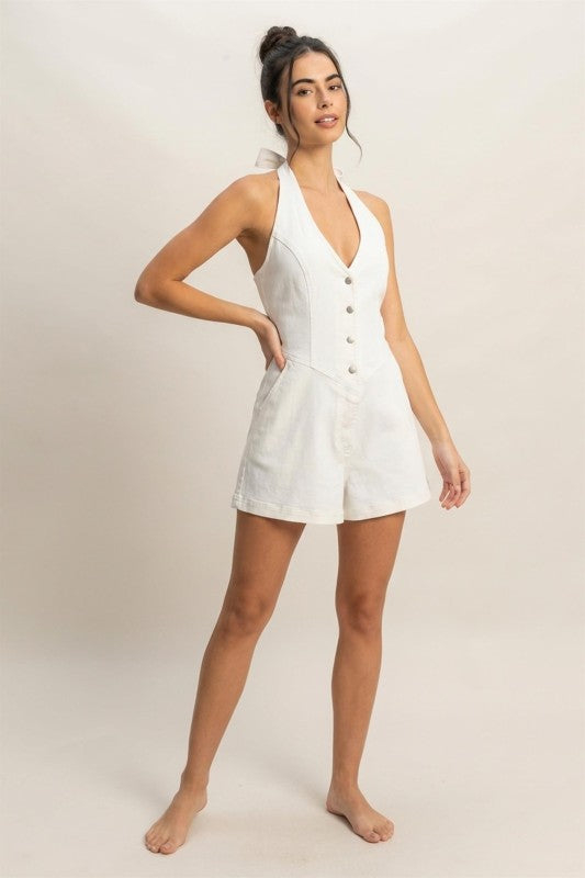Saylor Denim Halter Romper