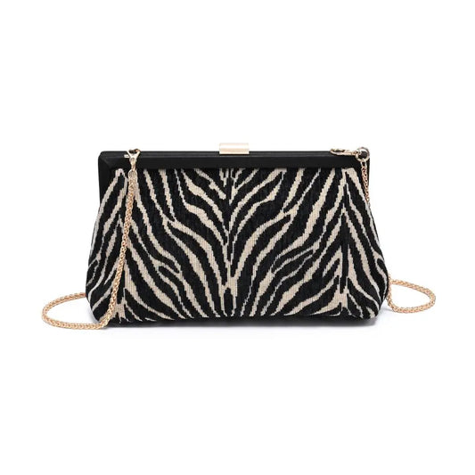 Zebra Jacquard Frame Clutch