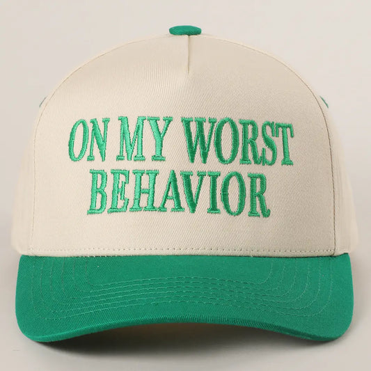 On My Worst Behavior Embroidered Trucker Hat