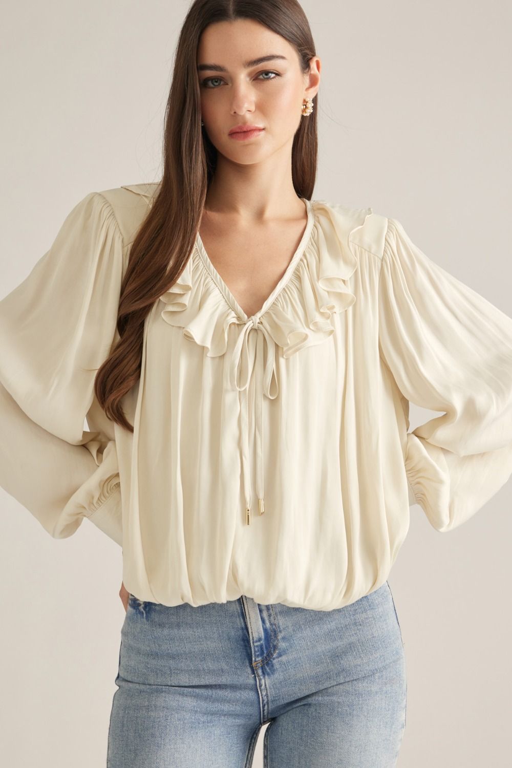 Florence Ruffle Tie-Front Blouse
