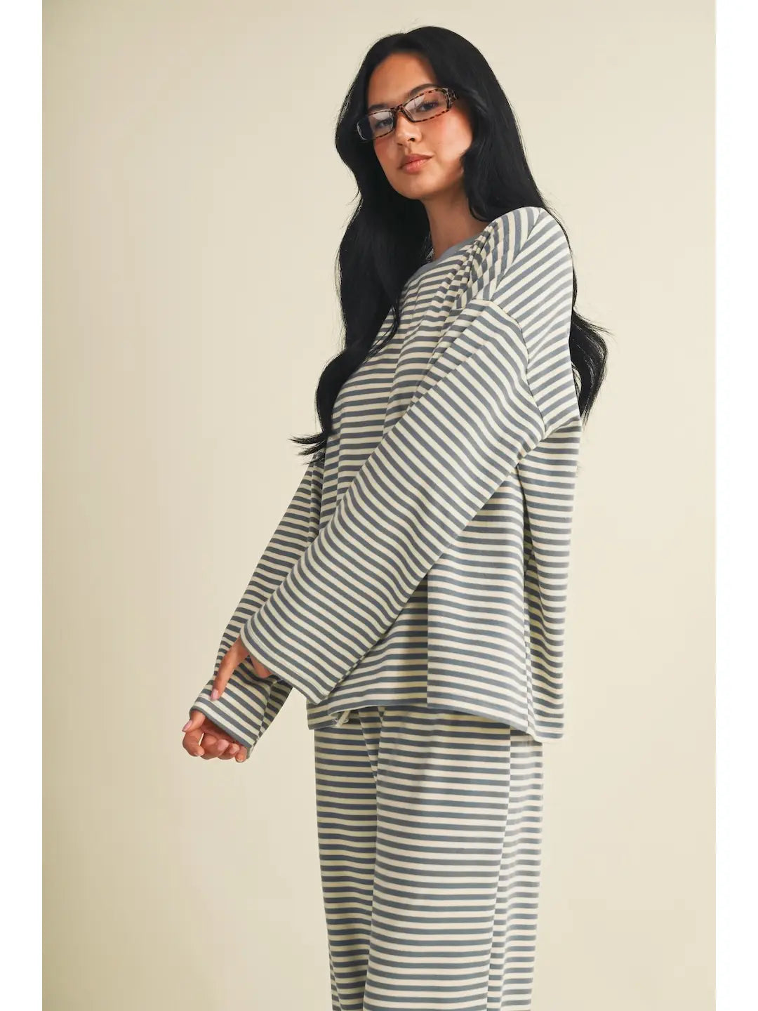 Emery Oversized Striped Jersey Top