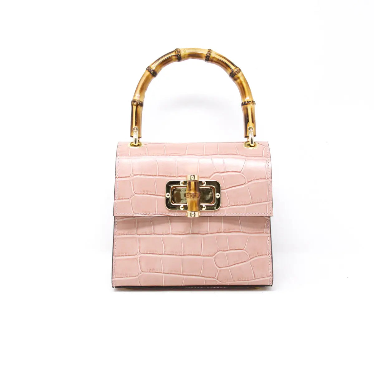 Lucia Bamboo Handle Italian Leather Satchel