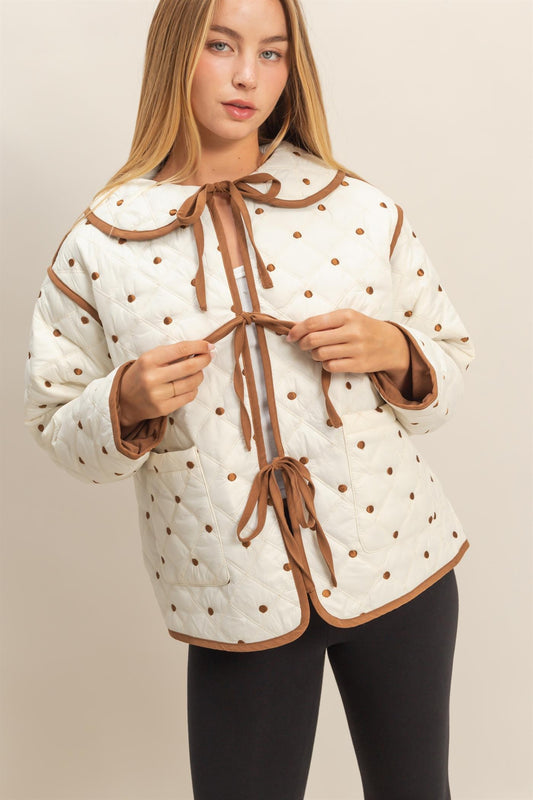 Kelli Quilted Tie-Front Outerwear Jacket