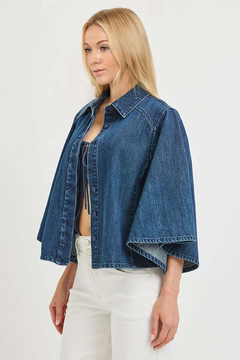 Dorothea Denim Cape Shirt