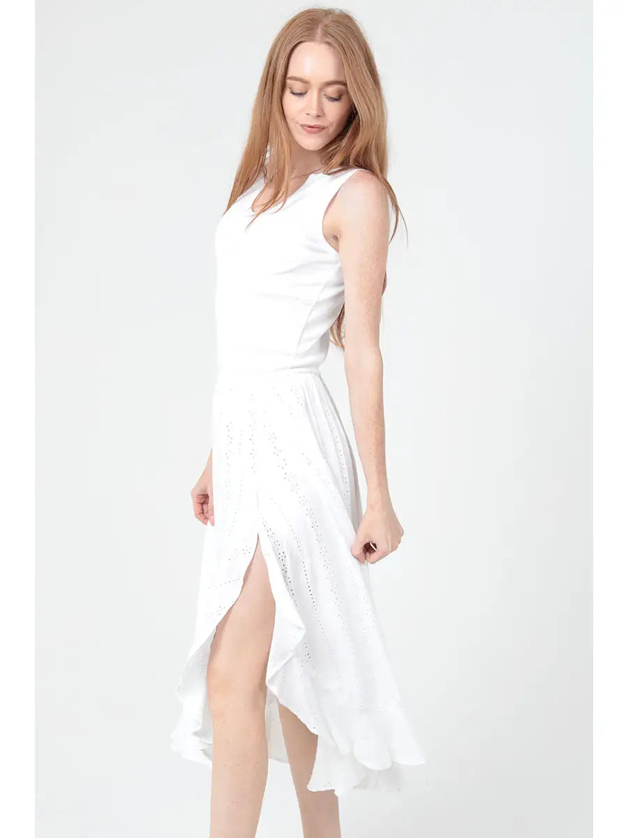 The Vanessa Embroidered Ruffle Midi Dress
