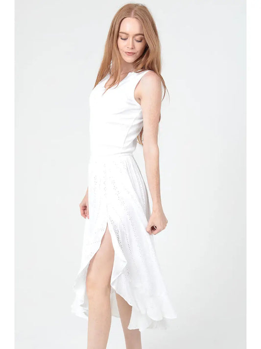 The Vanessa Embroidered Ruffle Midi Dress