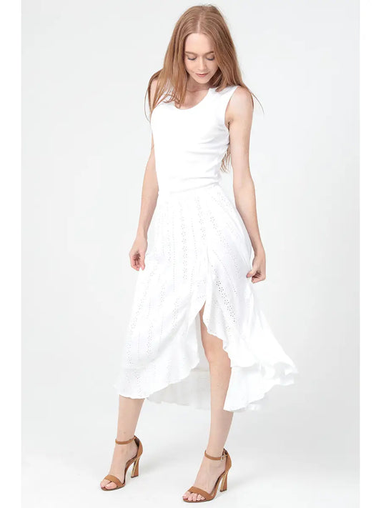 The Vanessa Embroidered Ruffle Midi Dress