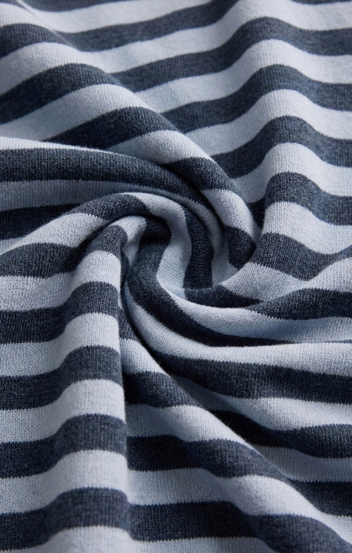 A cozy striped French terry pullover featuring a classic crew neckline and relaxed fit for effortless everyday comfort.