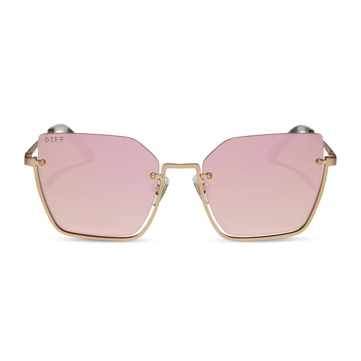 DIFF - Analise Sunglasses in Brushed Gold Frames & Polarized Taupe Mirrored Lens Diff Analise Sunglasses – Pieces & Peaches main image 3