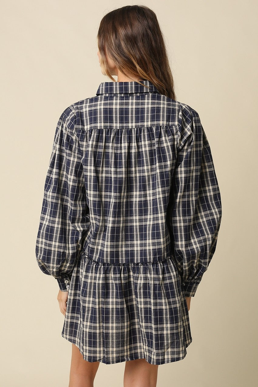Luci Plaid Babydoll Mini Dress