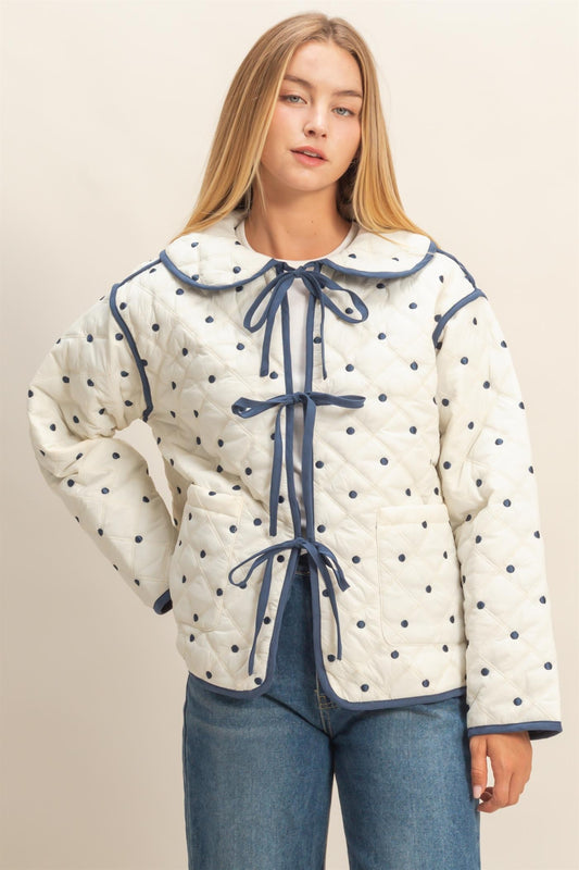 Kelli Quilted Tie-Front Outerwear Jacket
