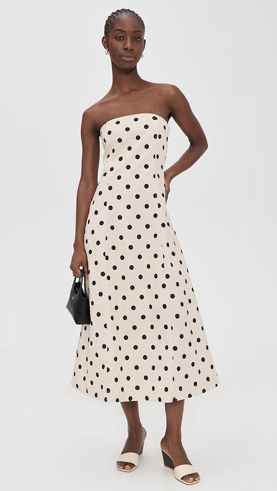 Camille Linen Polka Dot Dress
