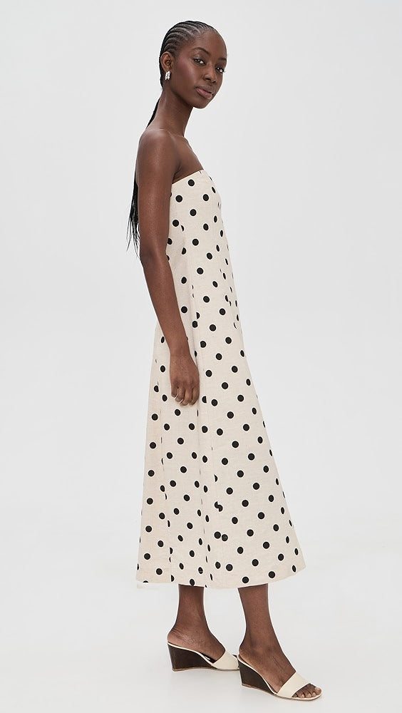 Camille Linen Polka Dot Dress