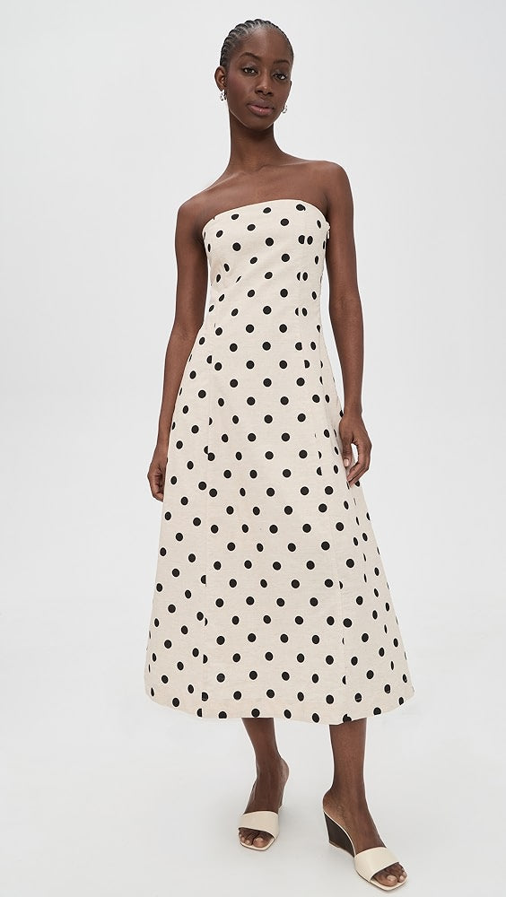 Camille Linen Polka Dot Dress