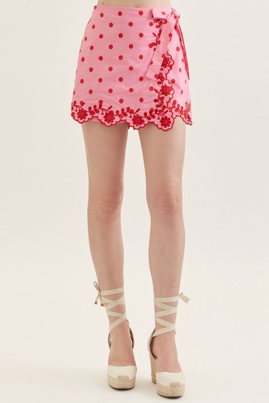 Harlow Polka Dot Scallop Skort