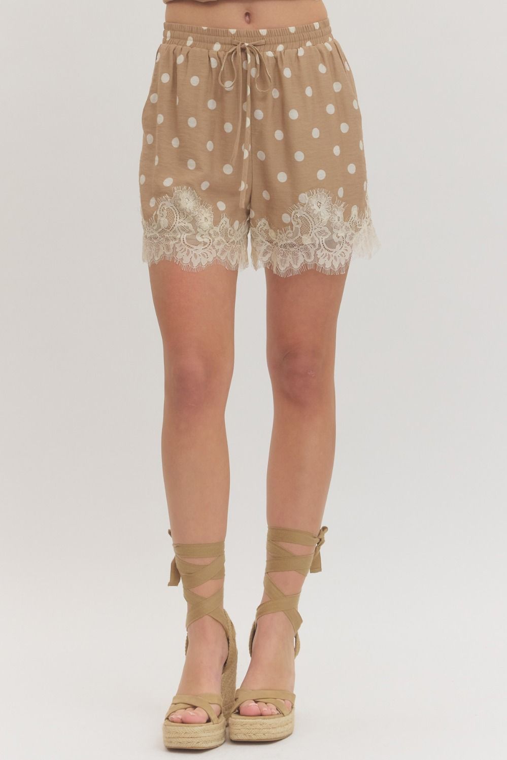 Delaney Polka Dot Lace Trim Shorts