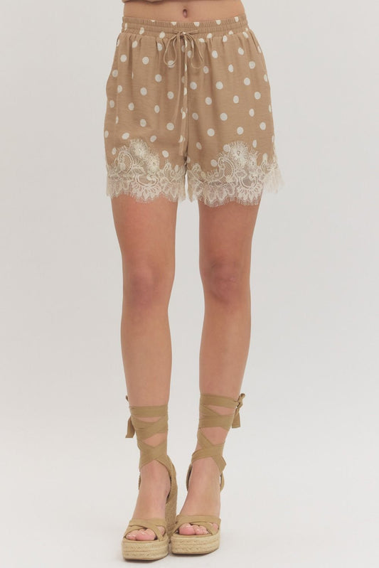Delaney Polka Dot Lace Trim Shorts