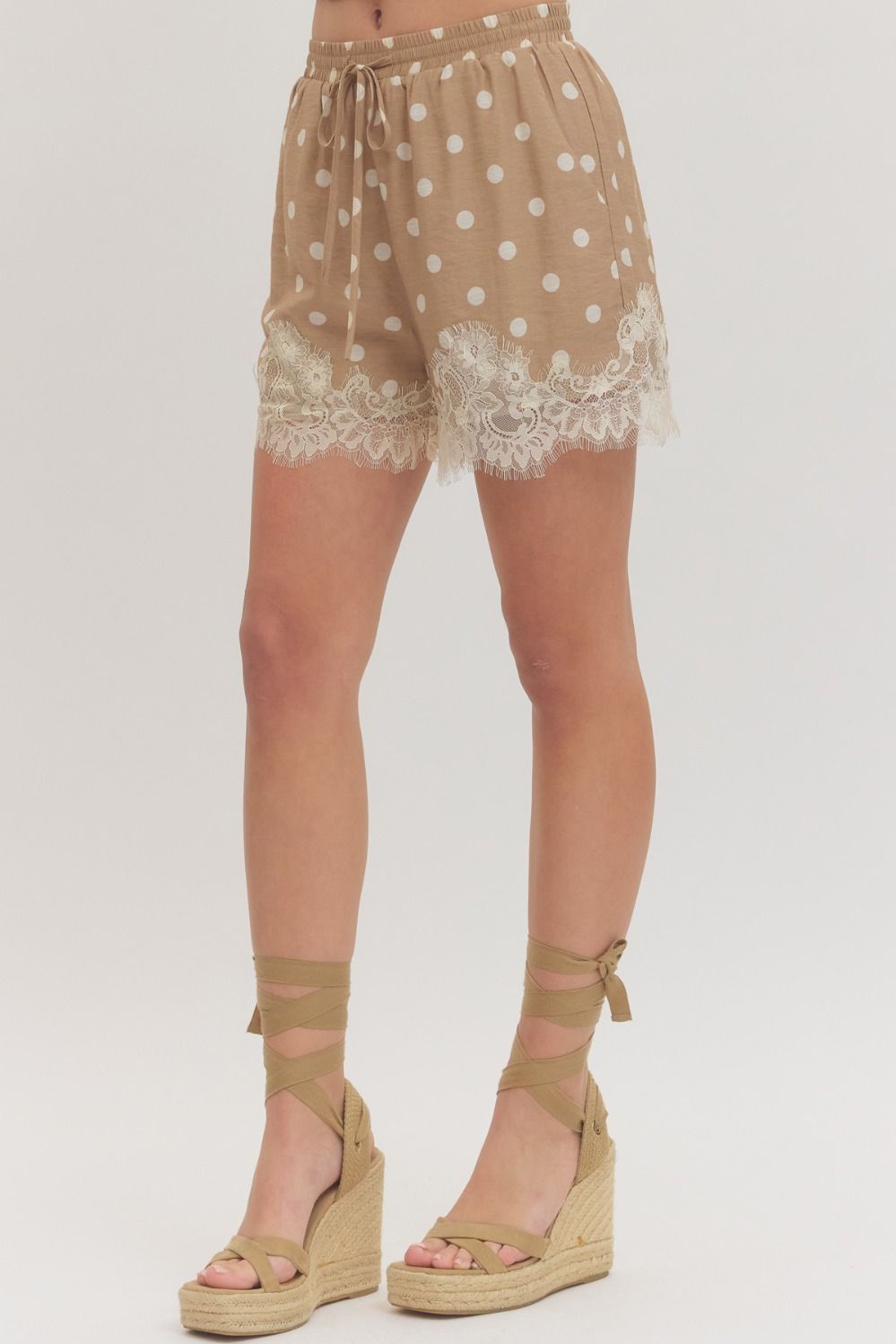 Delaney Polka Dot Lace Trim Shorts