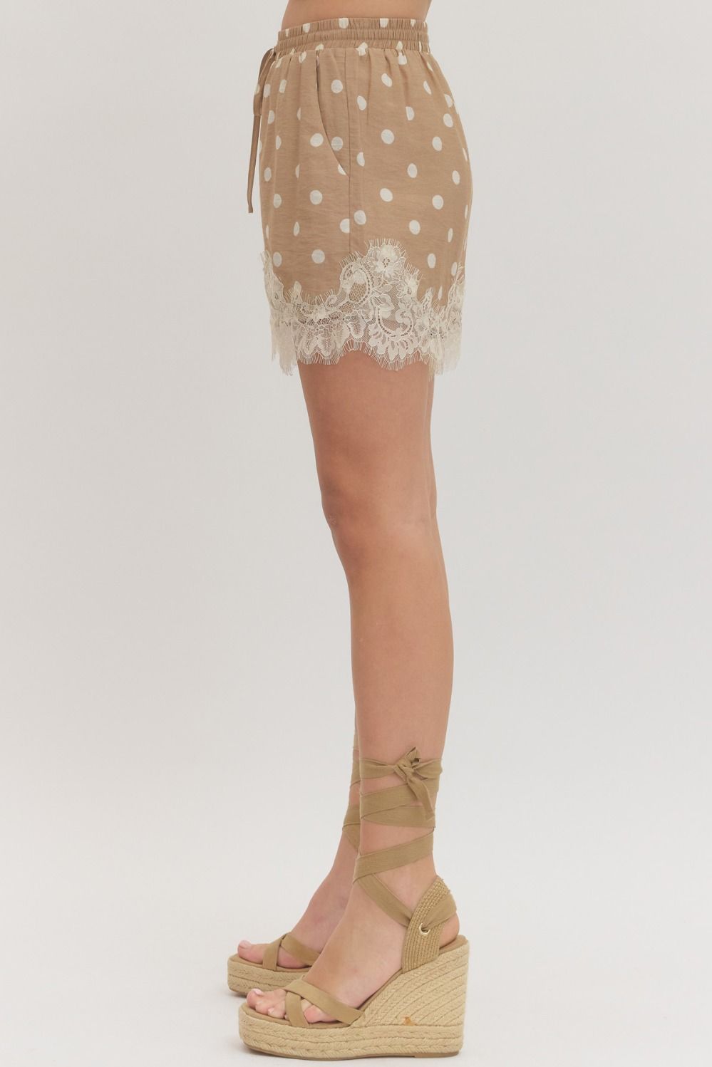 Delaney Polka Dot Lace Trim Shorts