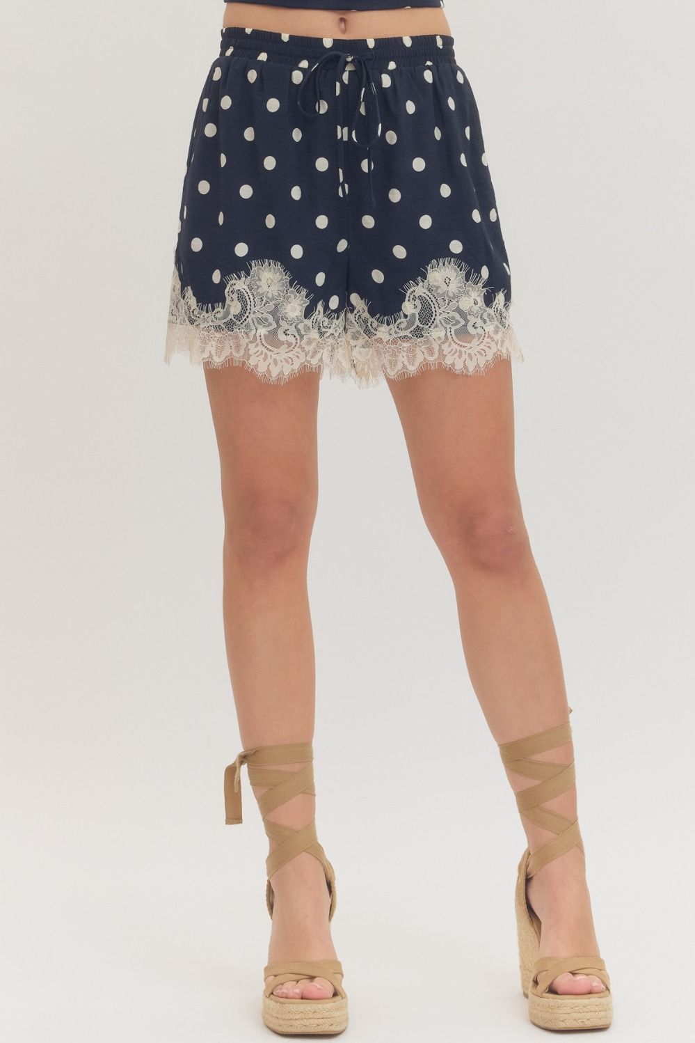Delaney Polka Dot Lace Trim Shorts