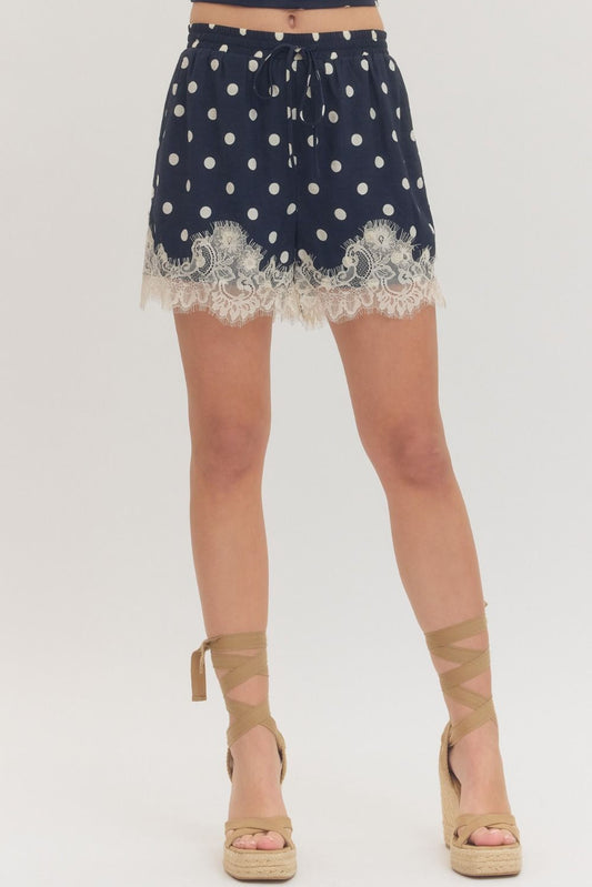 Delaney Polka Dot Lace Trim Shorts