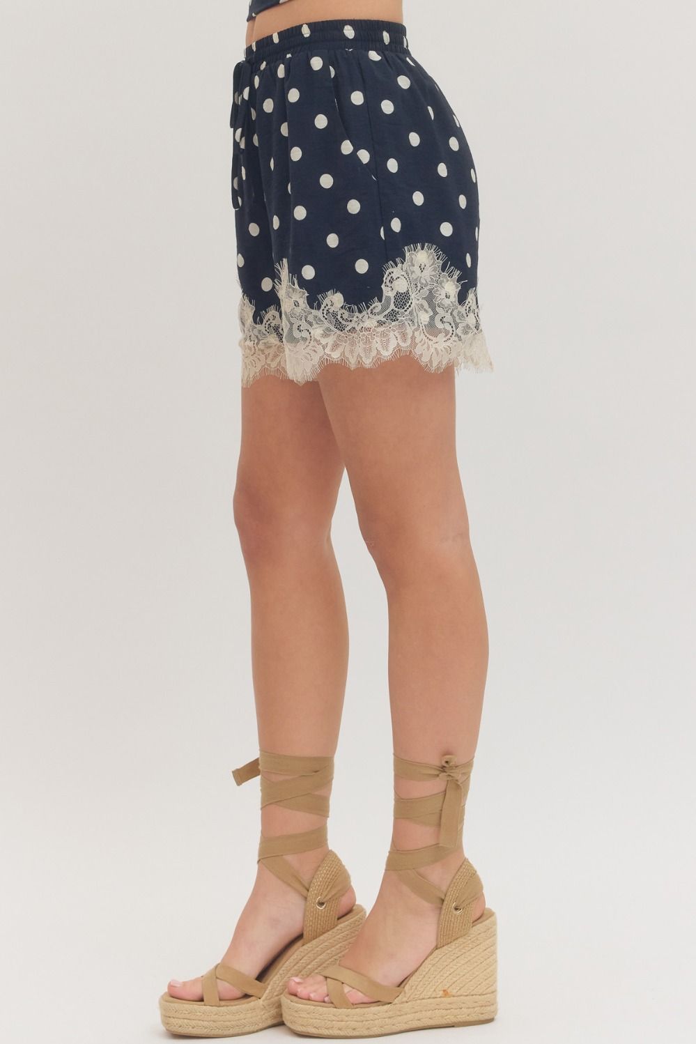 Delaney Polka Dot Lace Trim Shorts