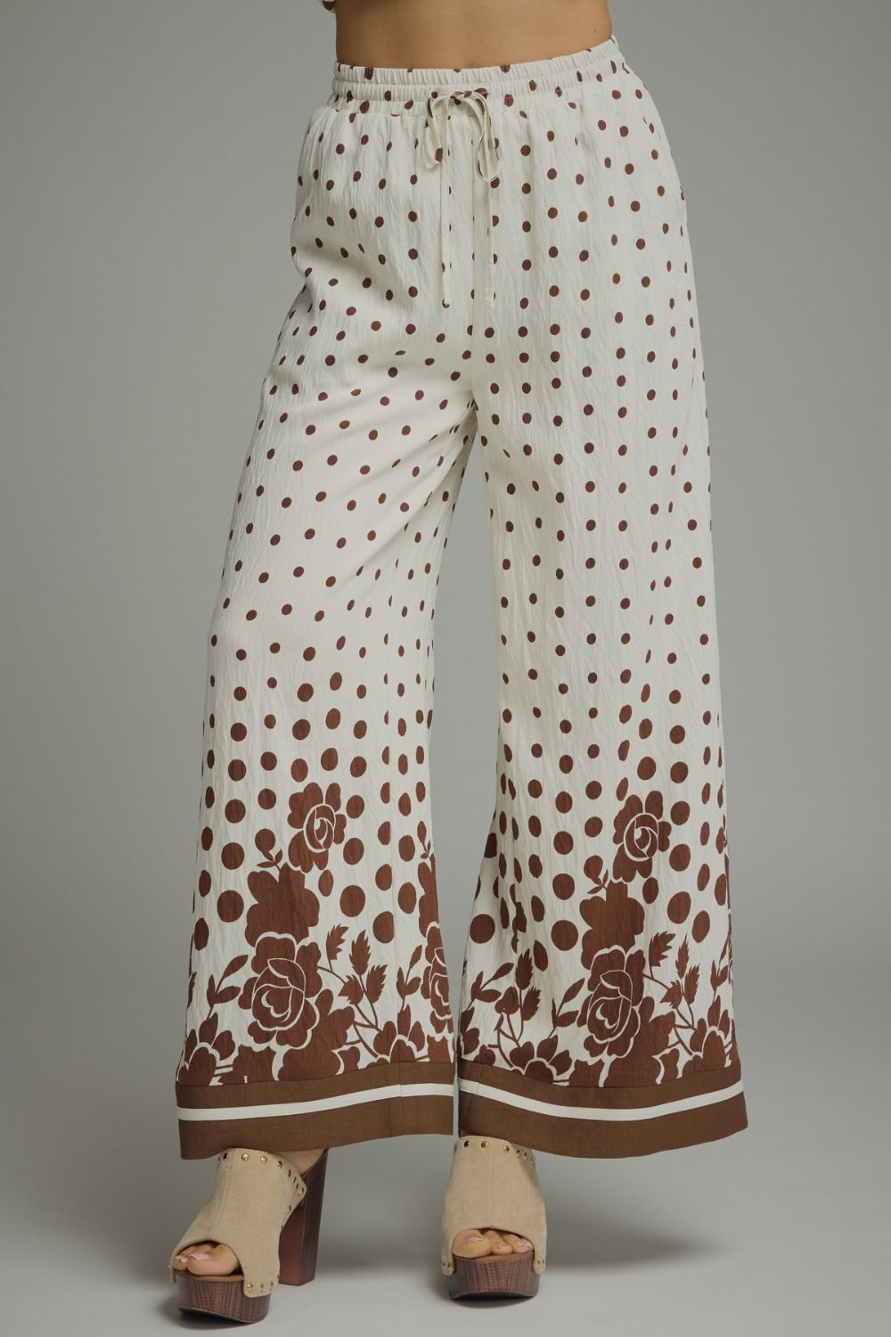 Megan Border Print Wide Leg Pants