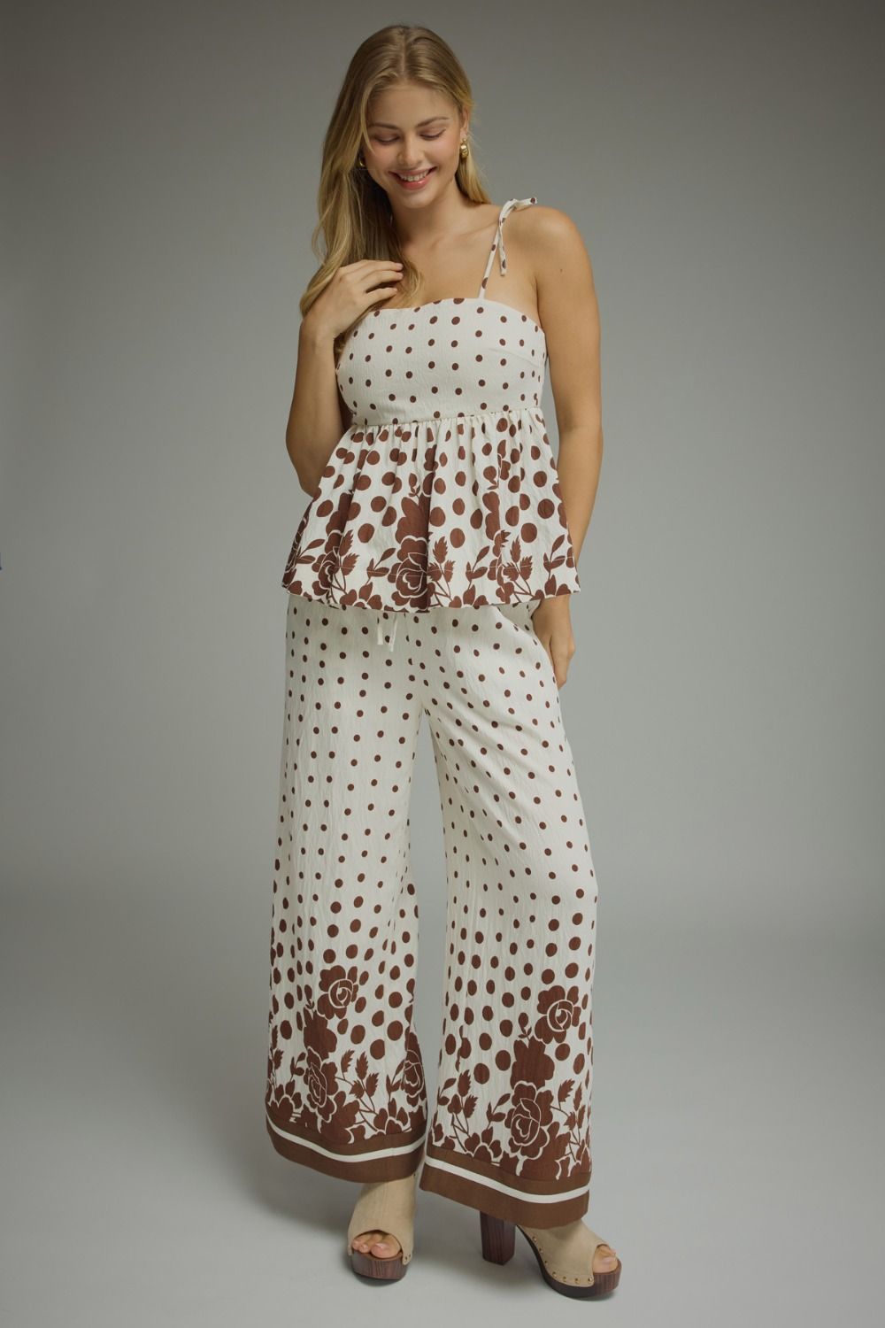 Megan Border Print Wide Leg Pants