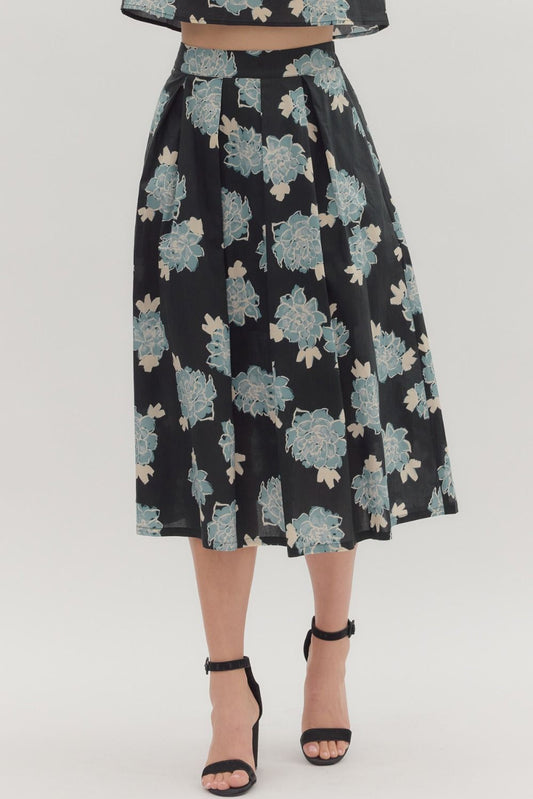 Gretchen Floral Pleated Midi Skirt