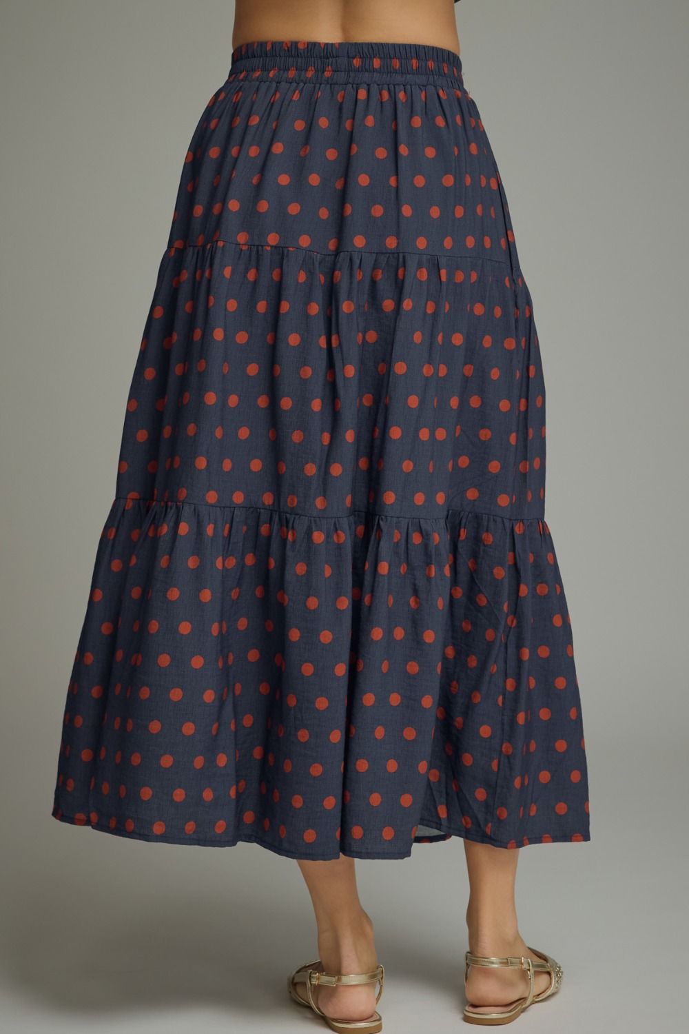 Delaney Polka Dot Ruffle Midi Skirt