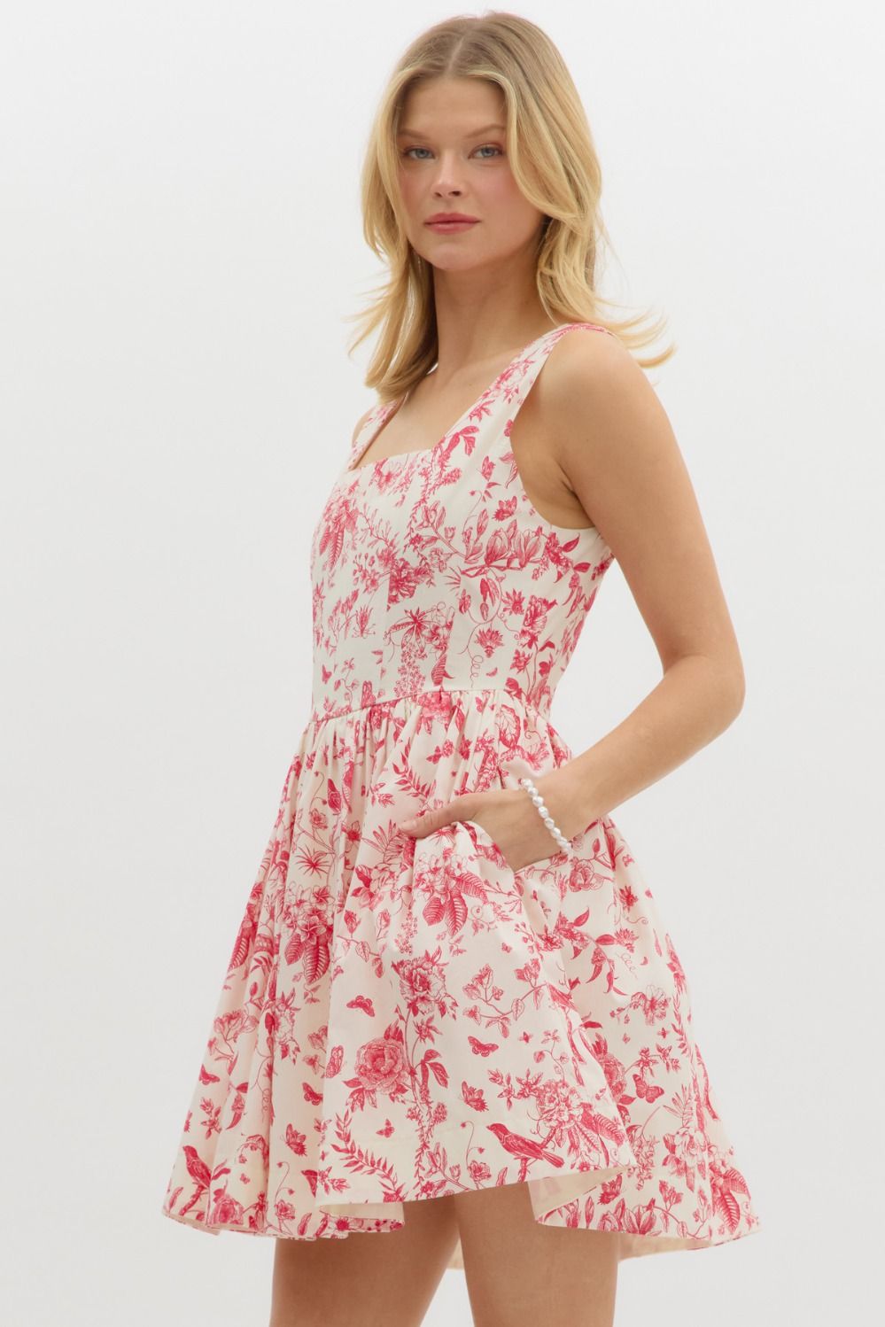 Timeless Toile Floral Mini Dress Pieces & Peaches Timeless Toile Floral Mini Dress Pieces & Peaches