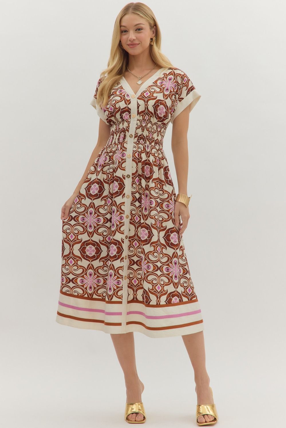 Myra Botanical Cap Sleeve Dress