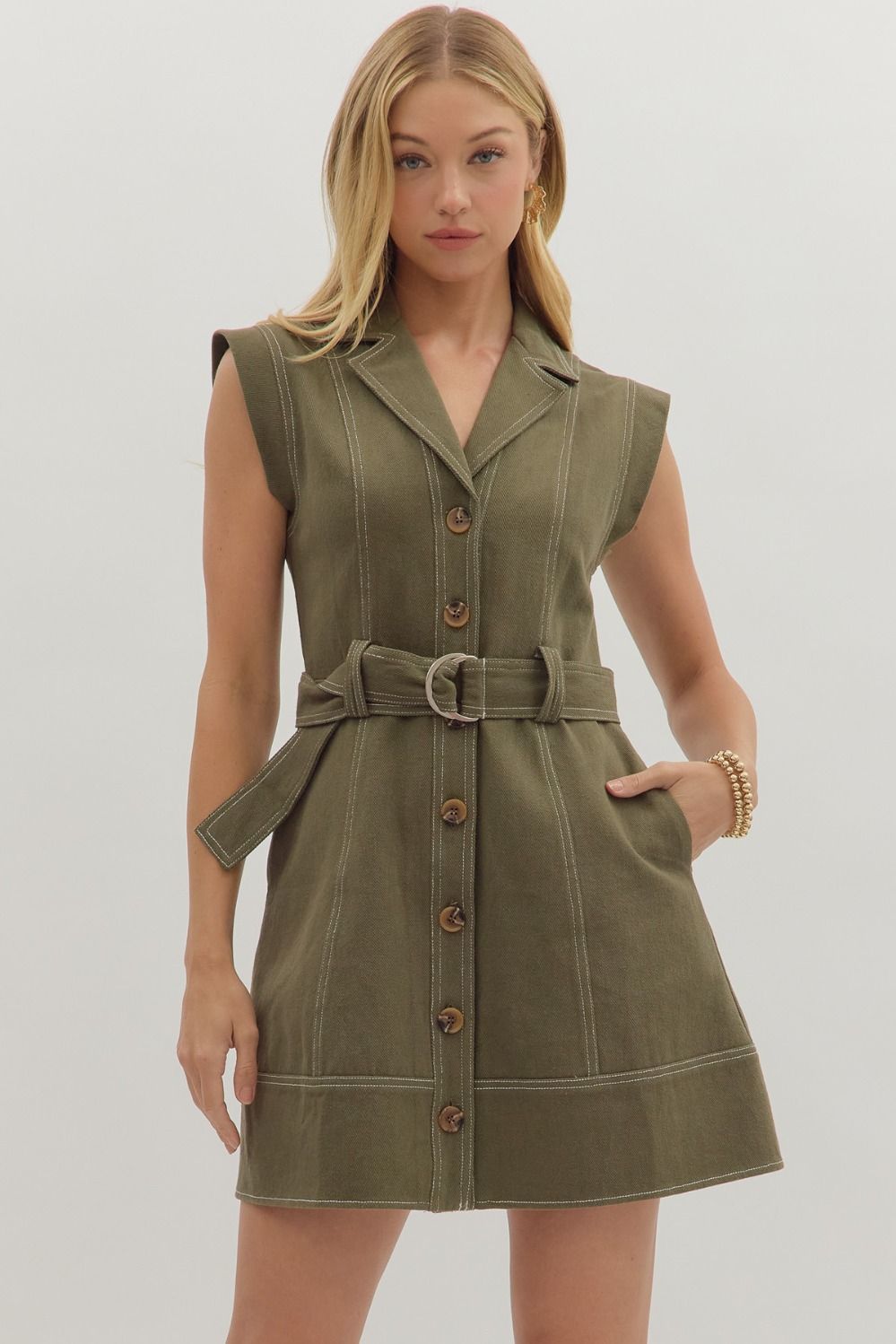 Rhea Contrast Stitch Mini Dress