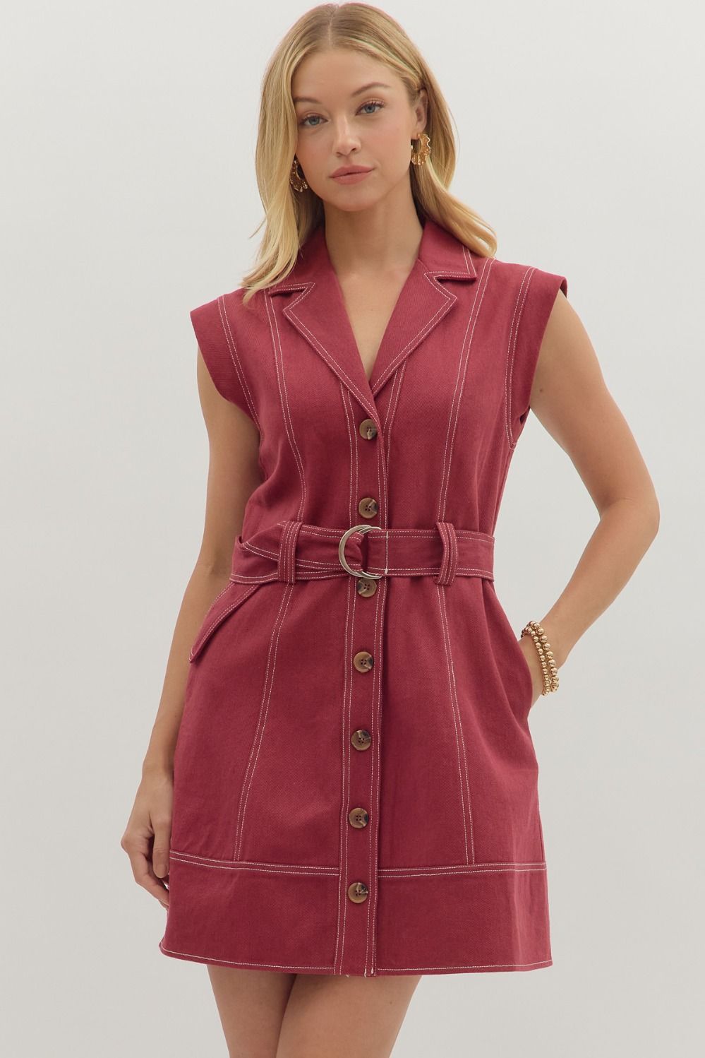 Rhea Contrast Stitch Mini Dress
