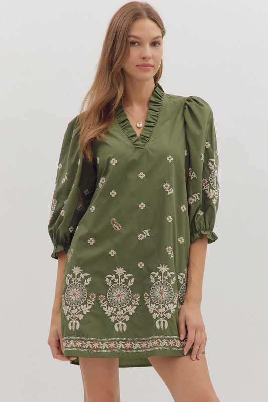 The Clara Embroidered Mini Dress